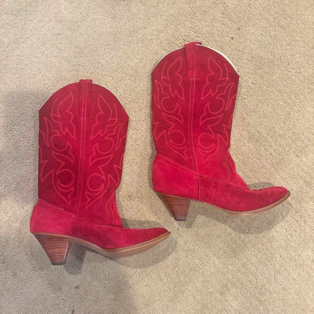 Red Suede Western Boots size 7.5